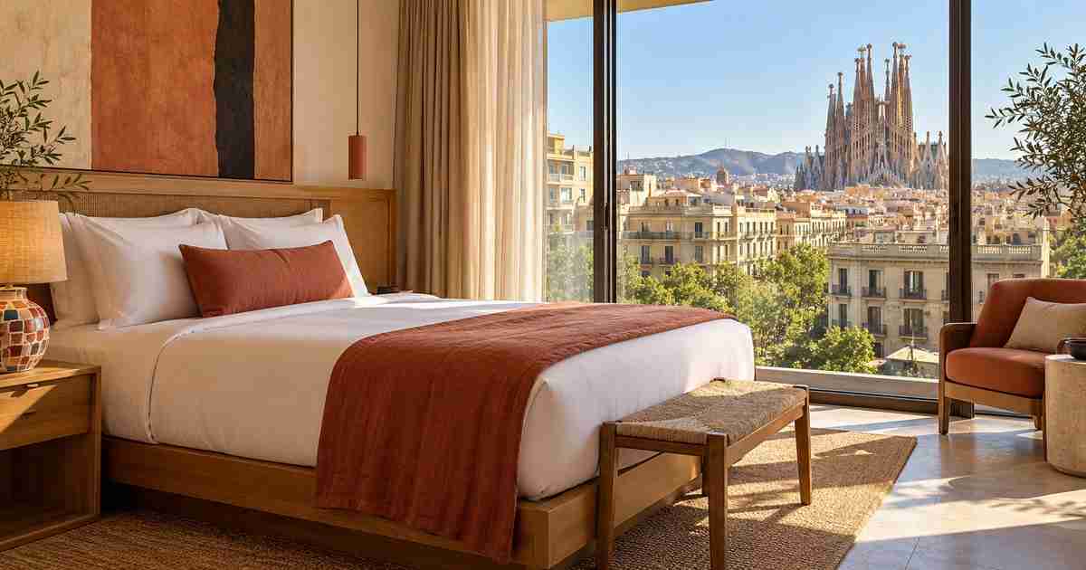Hotelska soba u katalonskom stilu s pogledom na Barcelonu
