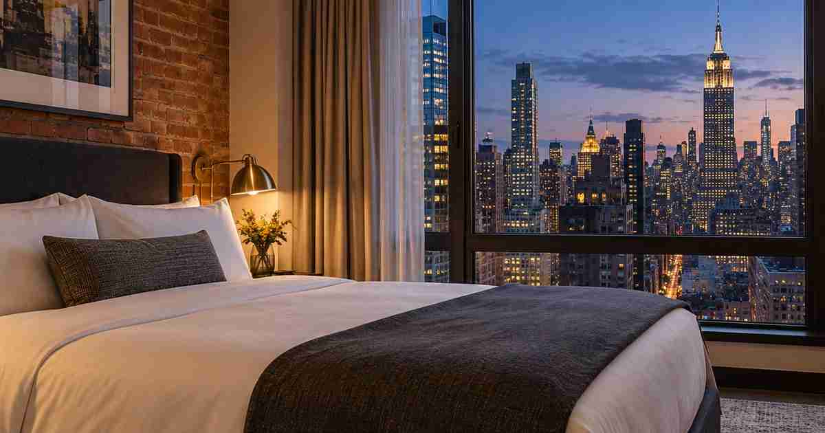 Hotelska soba u gradskom stilu s pogledom na New York