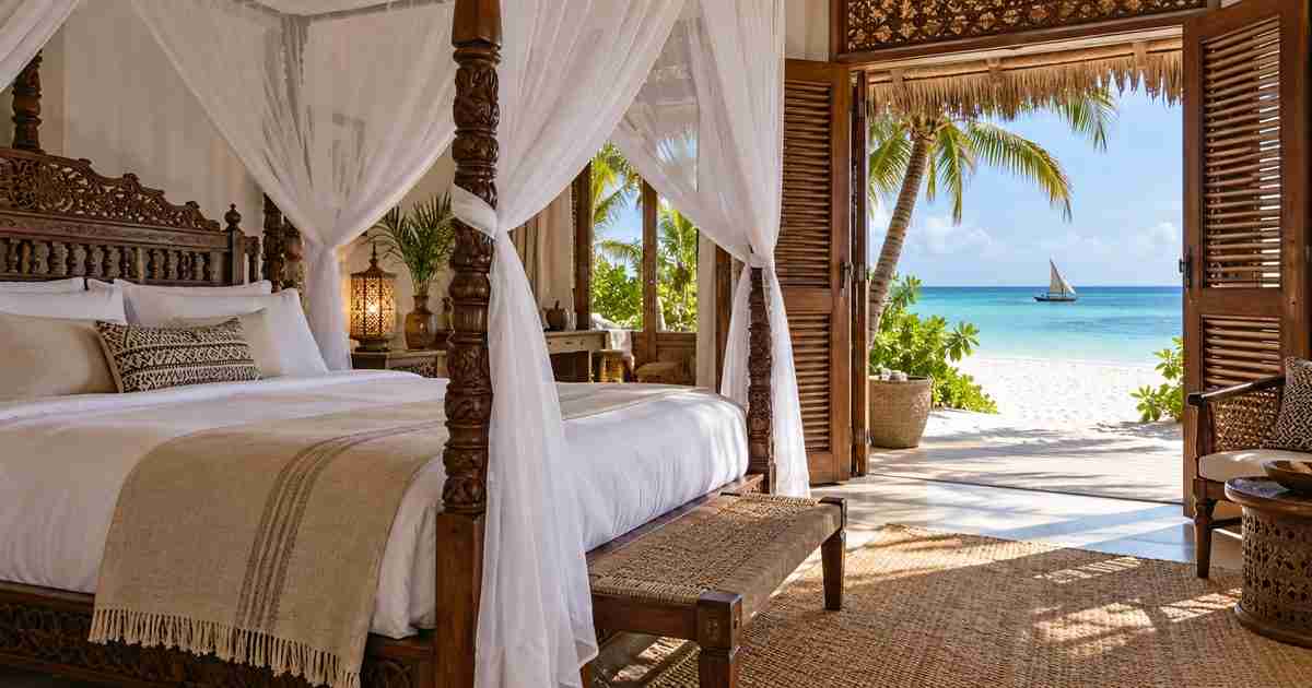 Hotelska soba u zanzibarskom stilu s pogledom na plažu