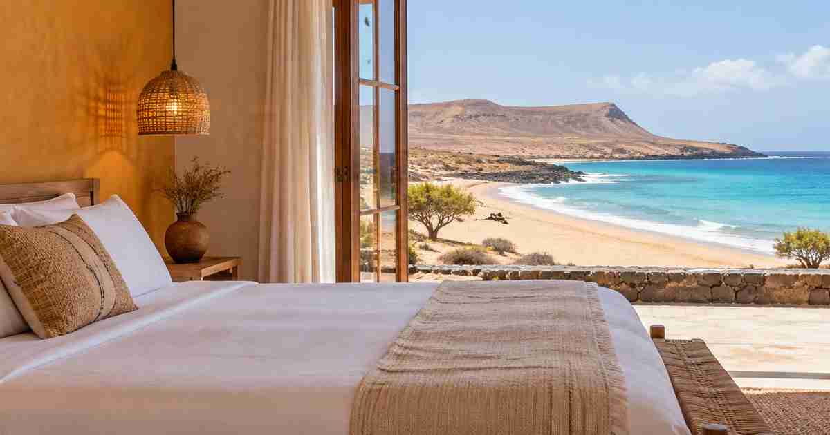 Hotelska soba u otočnom stilu s pogledom na obalu Zelenortskih otoka